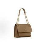 SAINT LAURENT YSL Niki metal brand, golden Logo, single-shoulder bag, large size for women, brown